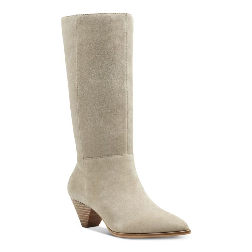 LUCKY BRAND Womens Beige Pointed Toe Cone Heel Leather Heeled Boots 7.5